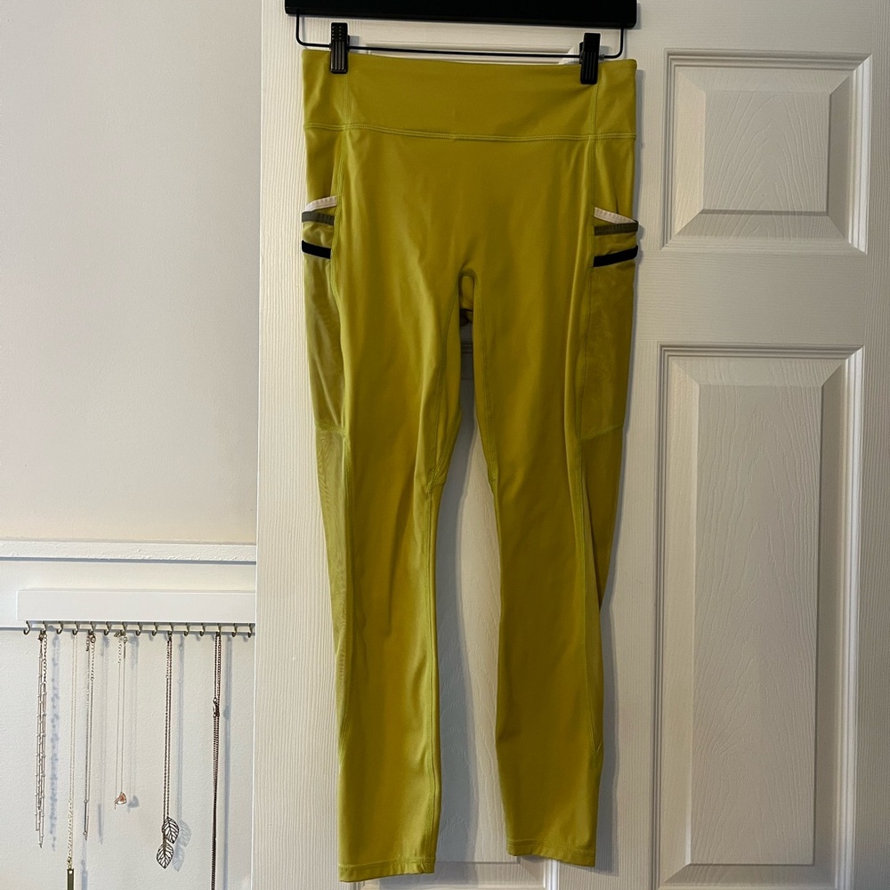 Yellow Athletic Leggings with Pockets